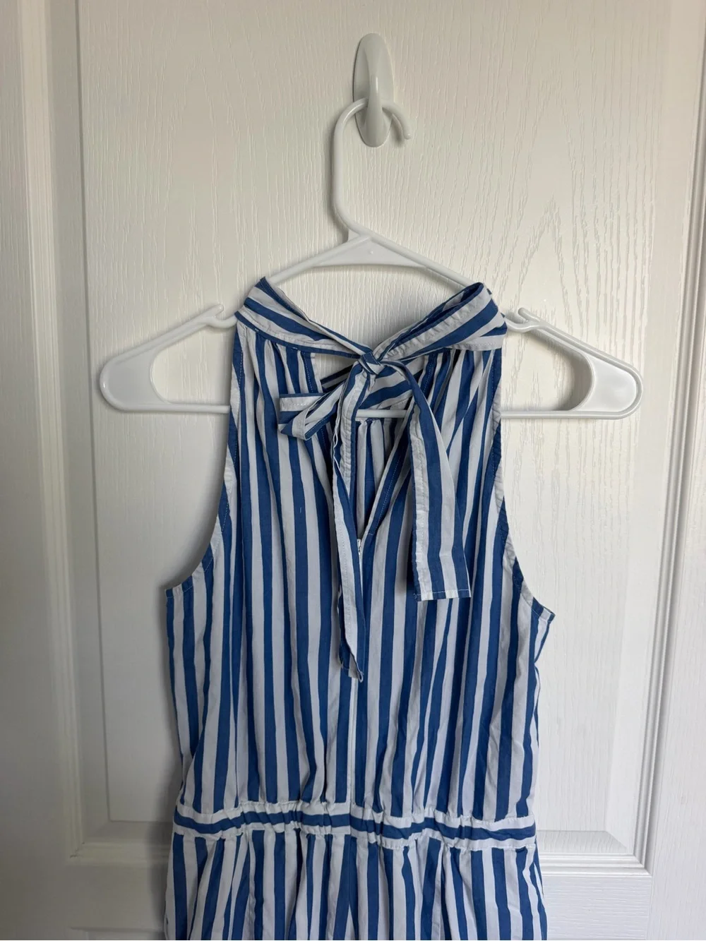 J. Crew Blue and White Striped Sleeveless Jumpsuit